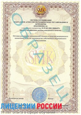 Образец сертификата соответствия (приложение) Чалтырь Сертификат ISO 13485